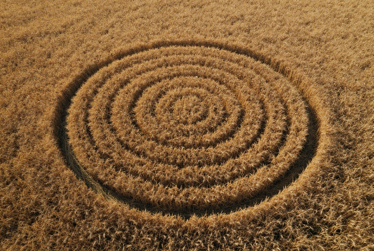Kreis im Weizenfeld von oben